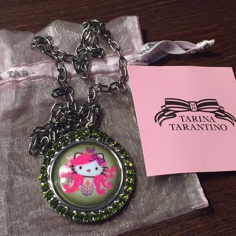 Tarina Tarantino Silver Color Necklace with Pink and Green Accents. Excel. Cond.